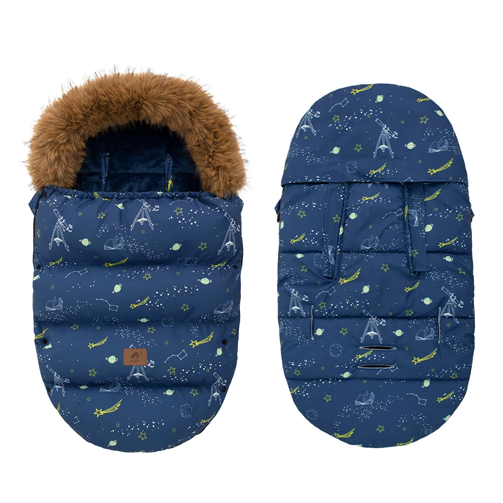 Footmuff In Stroller Baby Envelope Navy Blue Space Printed For Boys Winter Warm Outside Windproof Universal Stroller Accessories