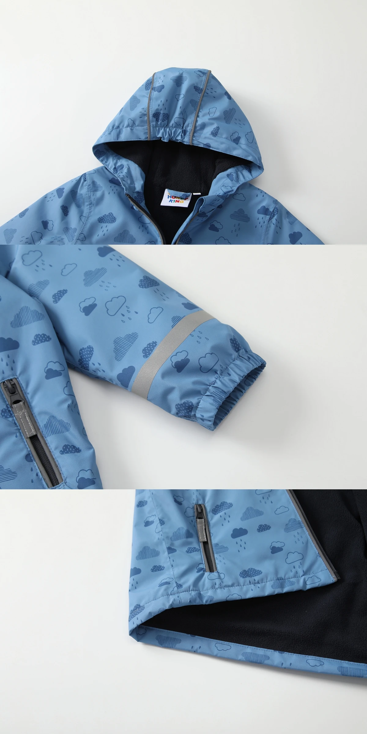 HONEYKING Boys Waterproof Raincoat Suit with Jacket And Trousers Kids Breathable Clothing Set for Children