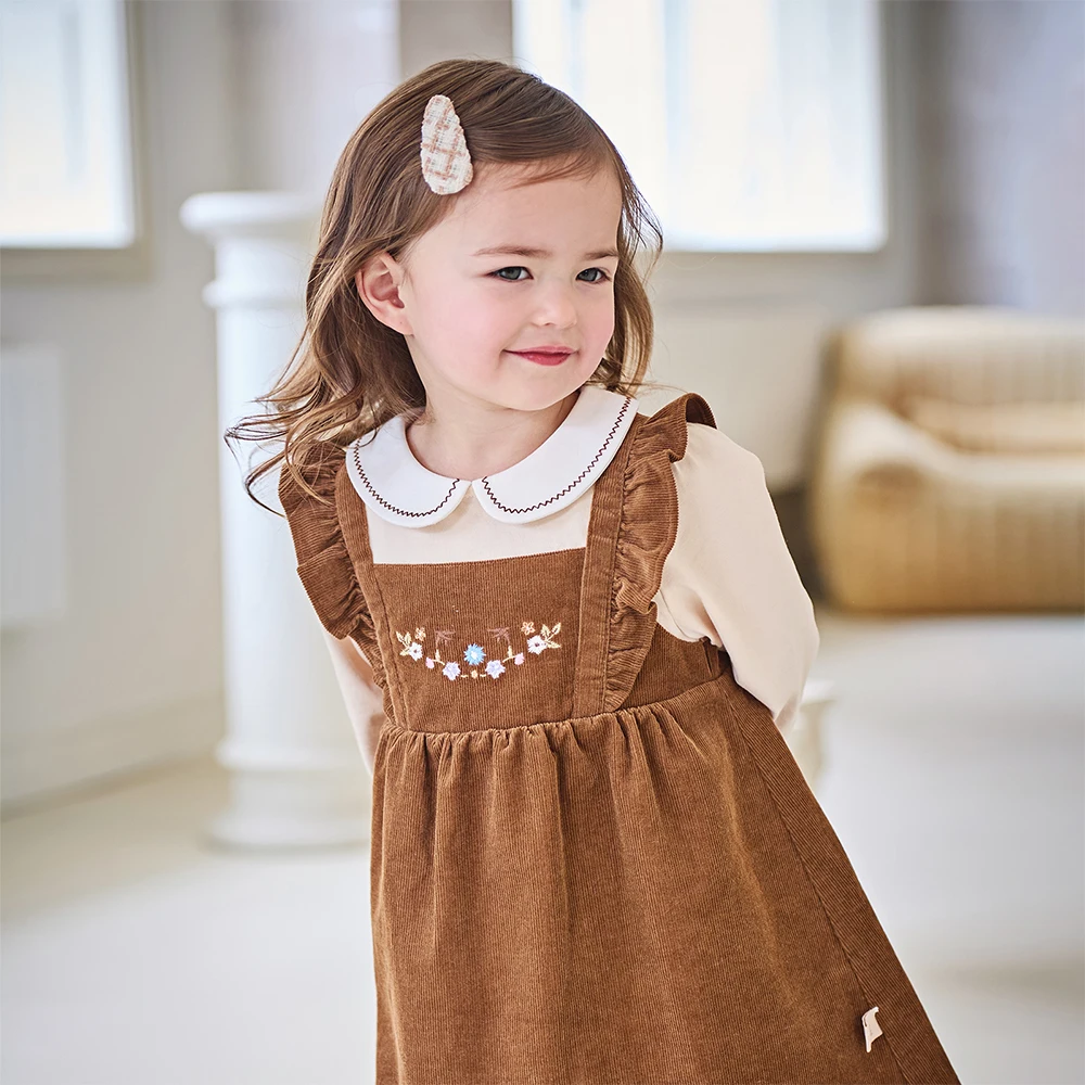 Dave Bella Children's Dress Autumn Gentle Sweet Cute Floral Girl's Fake Two-Piece Dress Party Casual Clothing Outdoor DB3253005