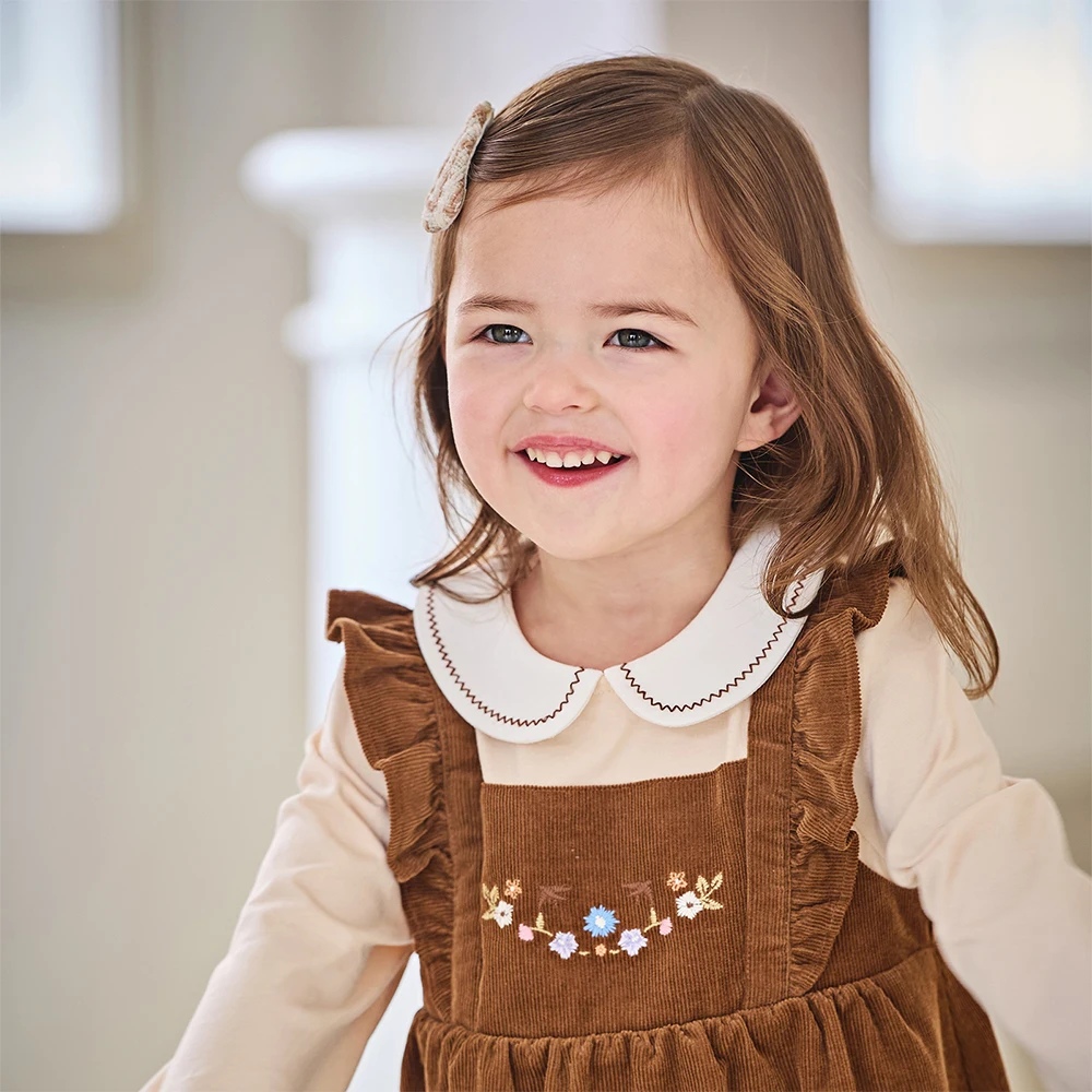 Dave Bella Children's Dress Autumn Gentle Sweet Cute Floral Girl's Fake Two-Piece Dress Party Casual Clothing Outdoor DB3253005