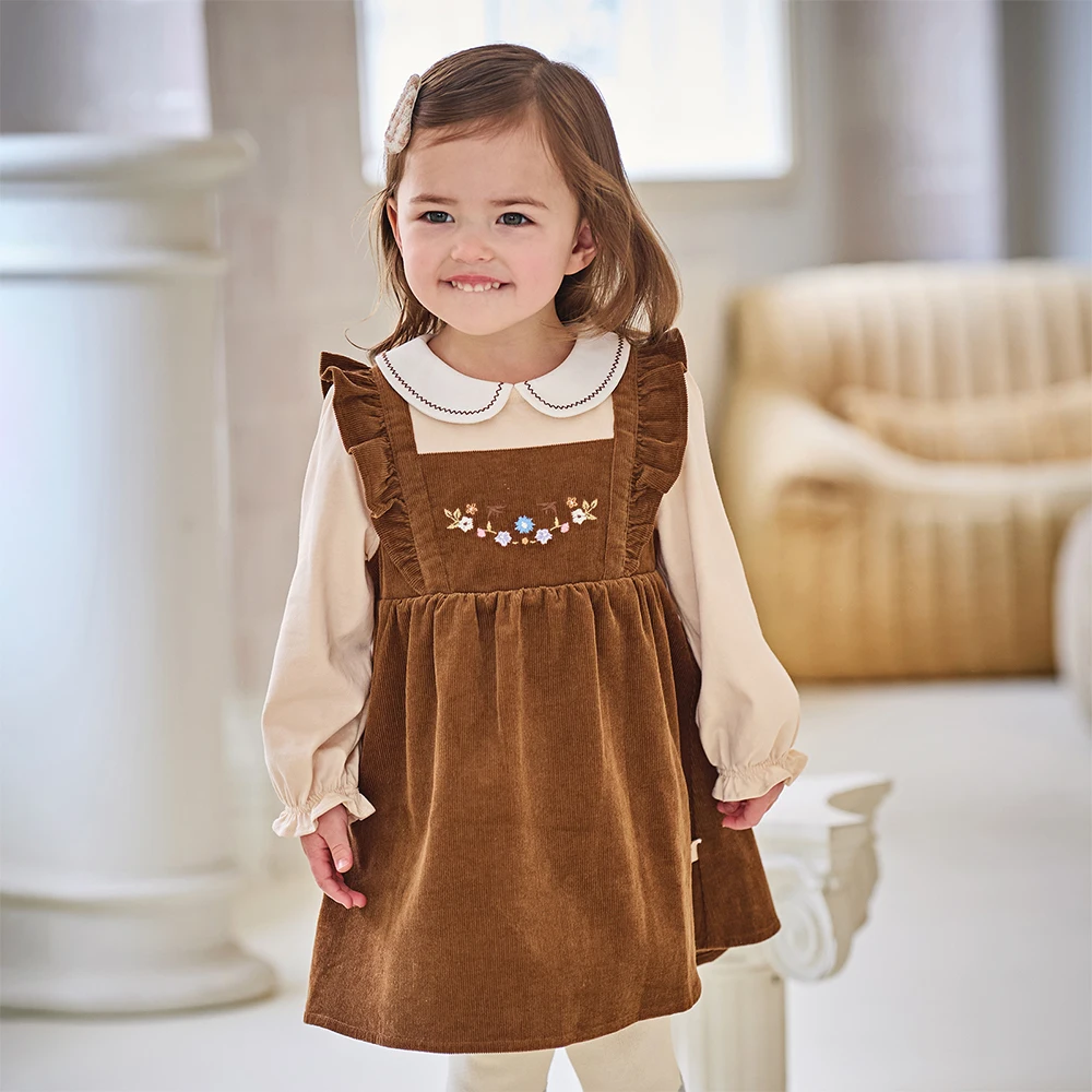Dave Bella Children's Dress Autumn Gentle Sweet Cute Floral Girl's Fake Two-Piece Dress Party Casual Clothing Outdoor DB3253005