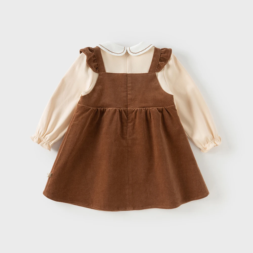 Dave Bella Children's Dress Autumn Gentle Sweet Cute Floral Girl's Fake Two-Piece Dress Party Casual Clothing Outdoor DB3253005