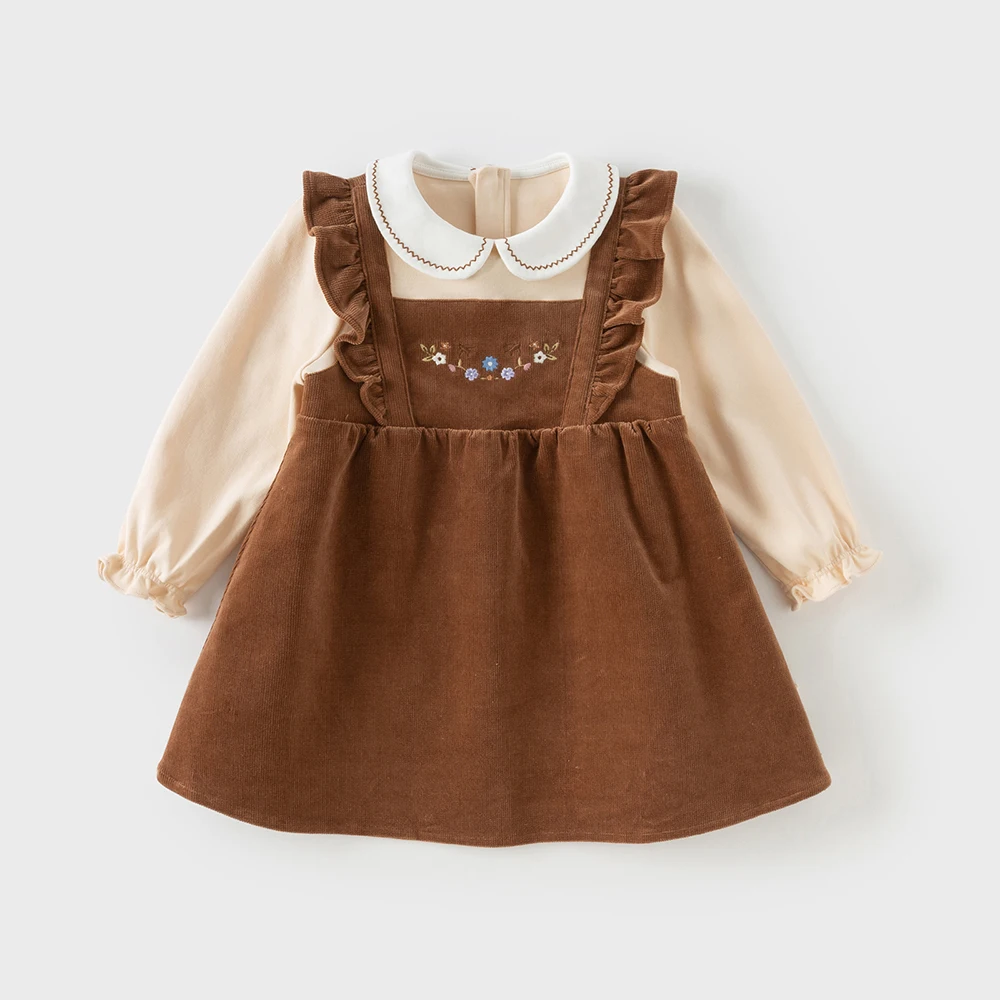 Dave Bella Children's Dress Autumn Gentle Sweet Cute Floral Girl's Fake Two-Piece Dress Party Casual Clothing Outdoor DB3253005