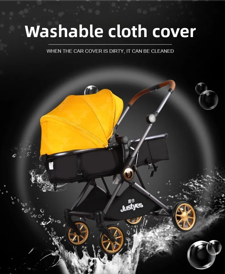 Luxury High-view Baby Stroller Two-way Foldable Baby Stroller Portable Outdoor Four-wheel Shock-absorbing Baby Stroller