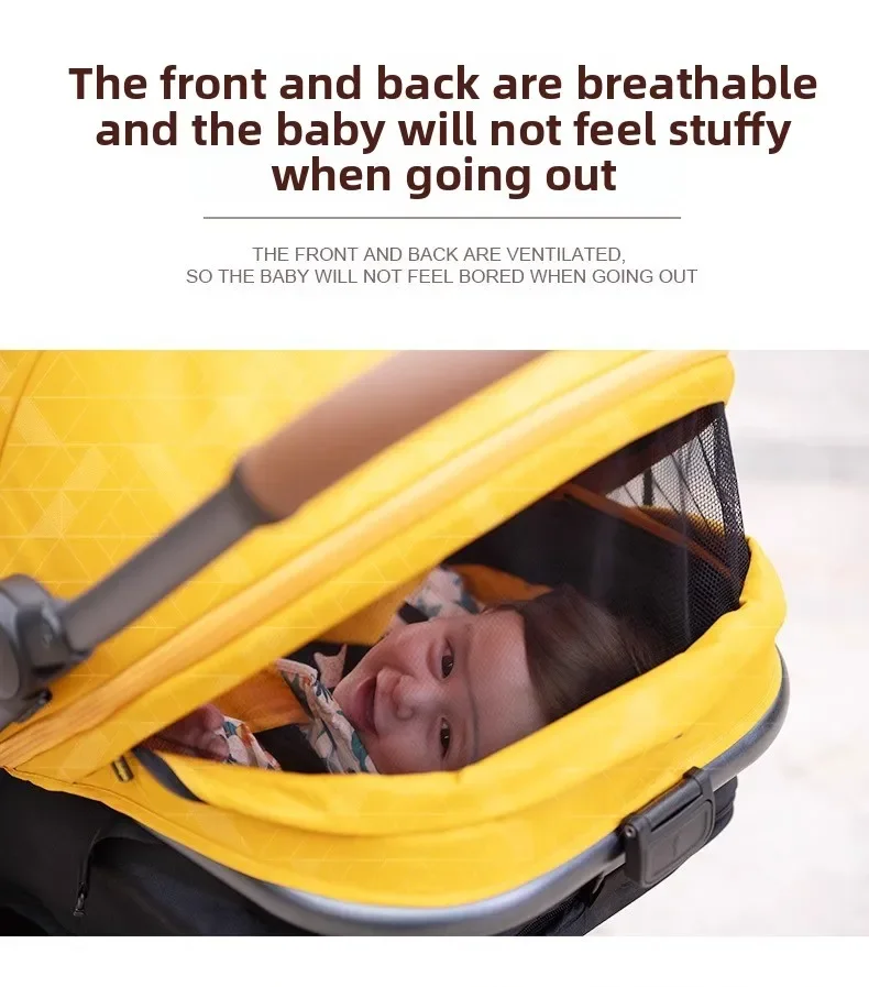 Luxury High-view Baby Stroller Two-way Foldable Baby Stroller Portable Outdoor Four-wheel Shock-absorbing Baby Stroller
