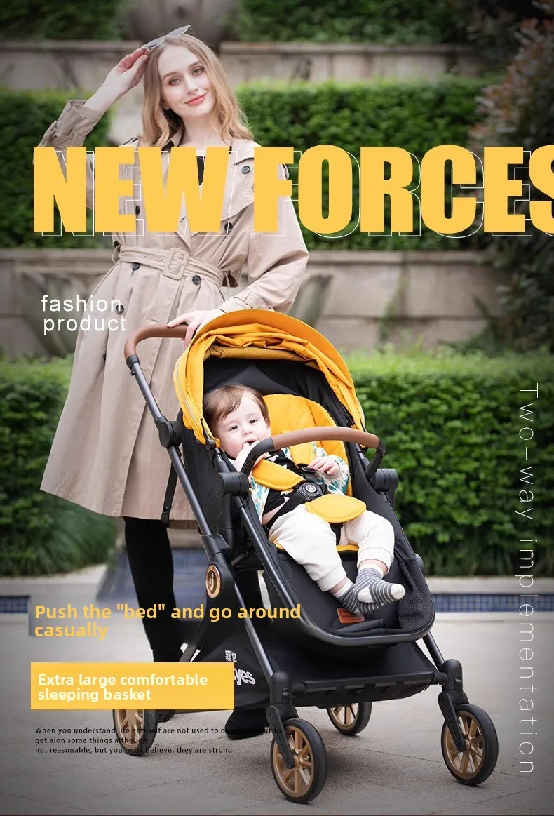 Luxury High-view Baby Stroller Two-way Foldable Baby Stroller Portable Outdoor Four-wheel Shock-absorbing Baby Stroller
