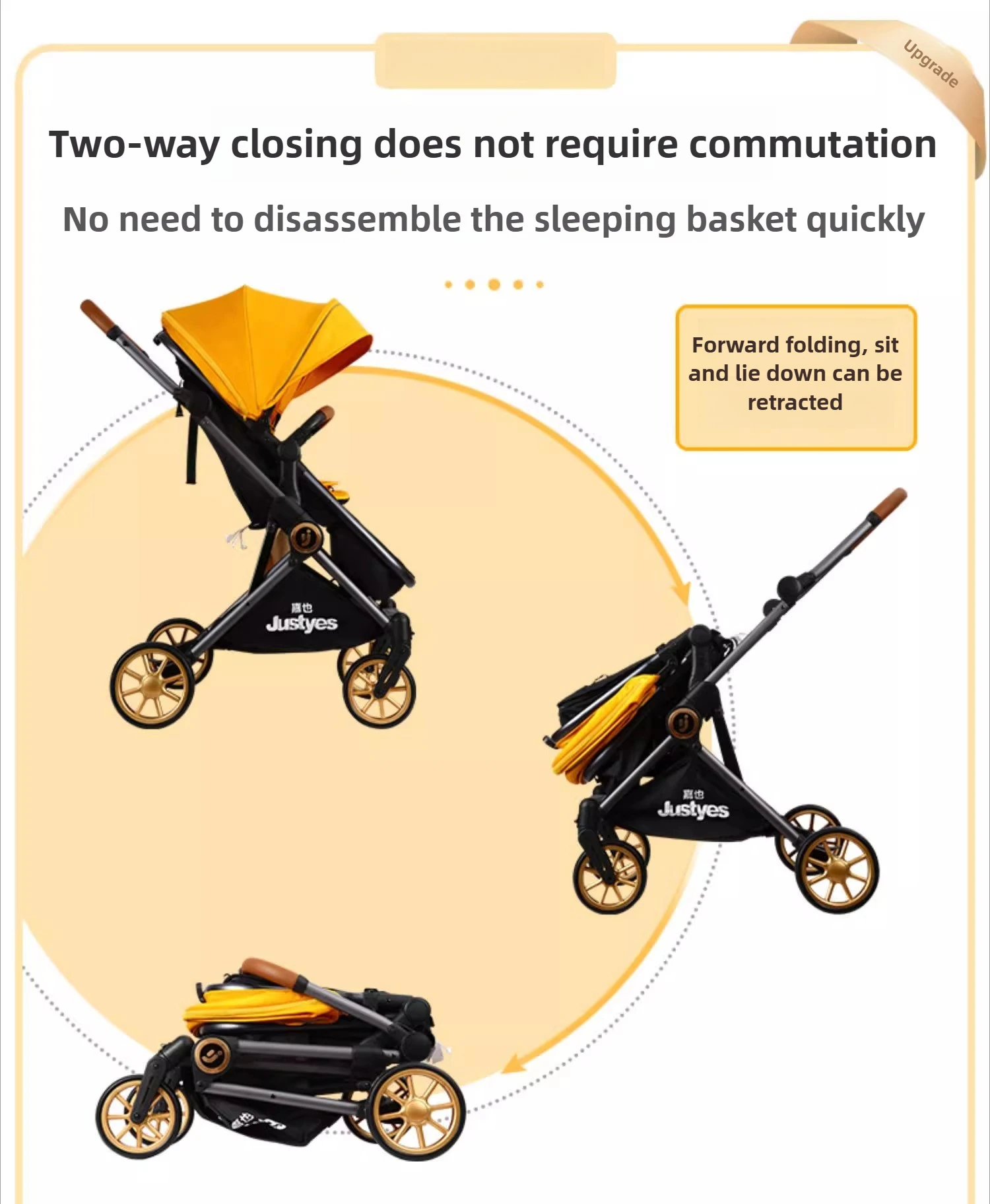 Luxury High-view Baby Stroller Two-way Foldable Baby Stroller Portable Outdoor Four-wheel Shock-absorbing Baby Stroller