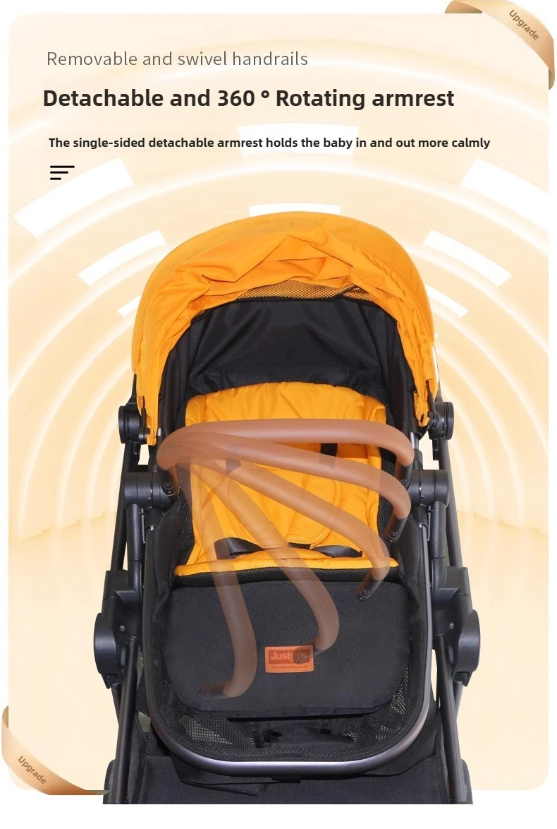 Luxury High-view Baby Stroller Two-way Foldable Baby Stroller Portable Outdoor Four-wheel Shock-absorbing Baby Stroller