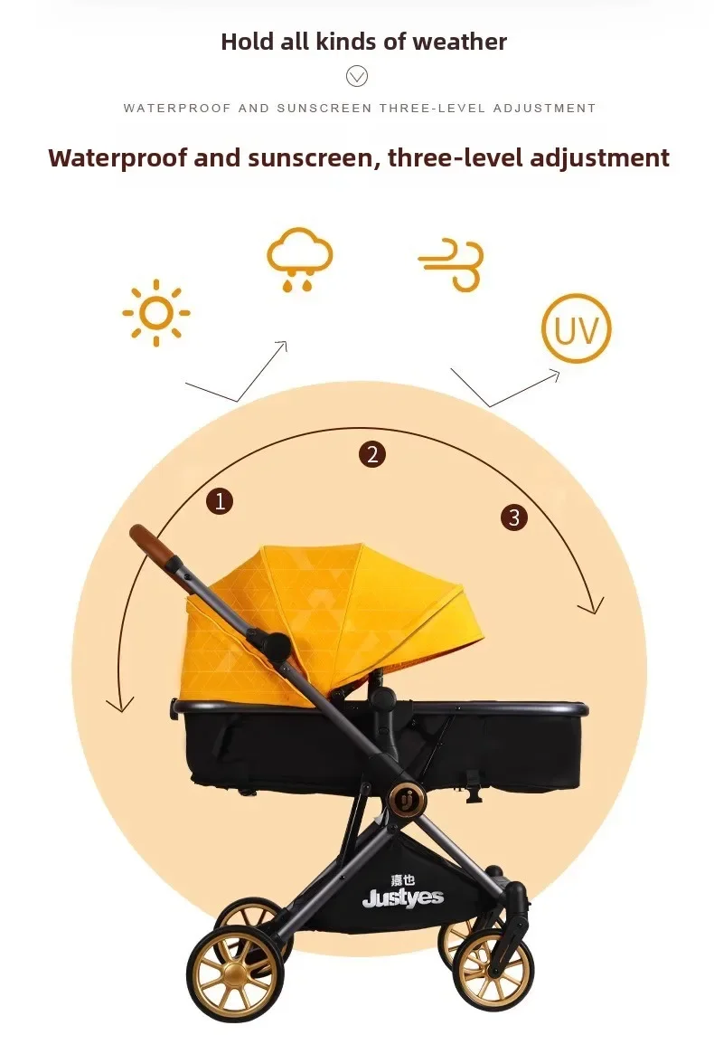 Luxury High-view Baby Stroller Two-way Foldable Baby Stroller Portable Outdoor Four-wheel Shock-absorbing Baby Stroller
