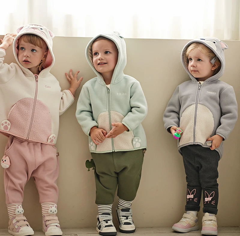 Dave Bella Children's Autumn Winter Warm Hooded Coat for Boys Girls Casual Soft Top Kids Warm Outdoor Outwear Jacket DBX14462