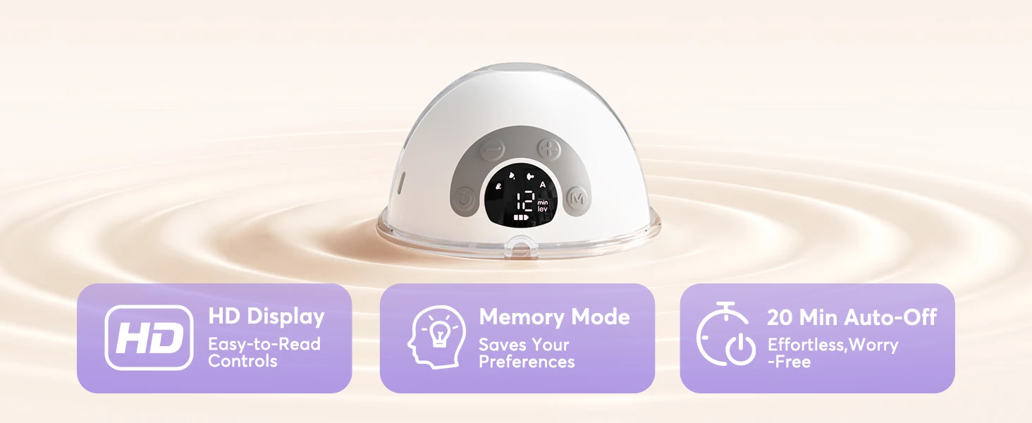 Electric Breast Pump with Dust Cap Hand Free Breastpump- Powerful Suction, Silent and Leak-Proof, 4 Modes, 12 Levels Comfort Milk Collector with 17/19/21/24/27mm Flange Size