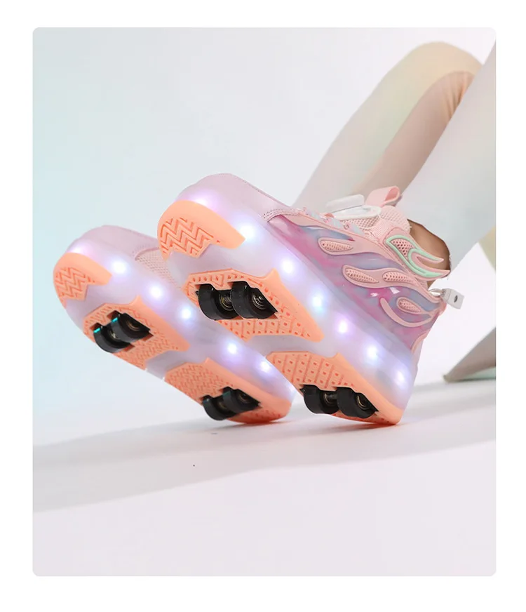 Four Wheels Children's Led Light Roller Skate Shoes For Kids Boys Girls Glowing Sports Luminous Sneakers USB Charging
