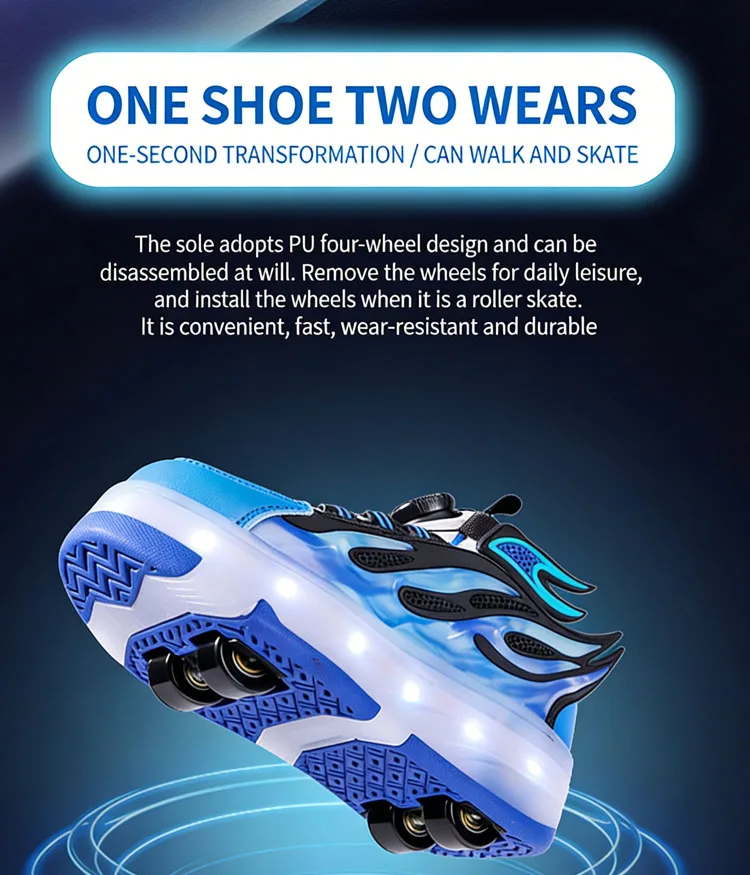 Four Wheels Children's Led Light Roller Skate Shoes For Kids Boys Girls Glowing Sports Luminous Sneakers USB Charging