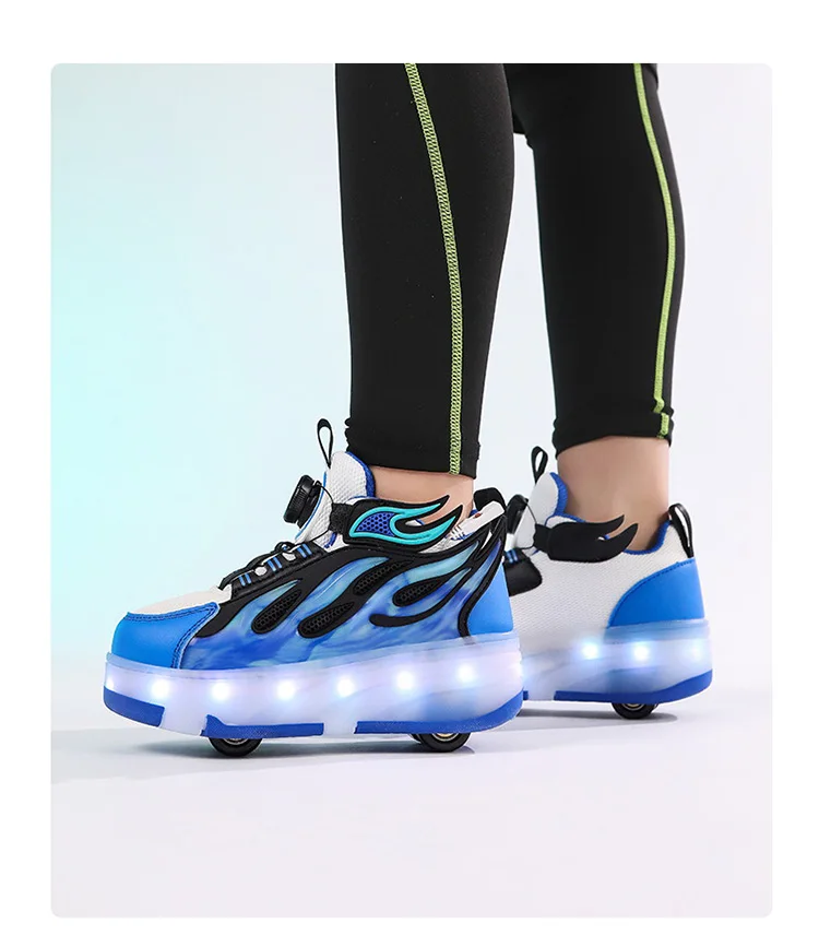 Four Wheels Children's Led Light Roller Skate Shoes For Kids Boys Girls Glowing Sports Luminous Sneakers USB Charging