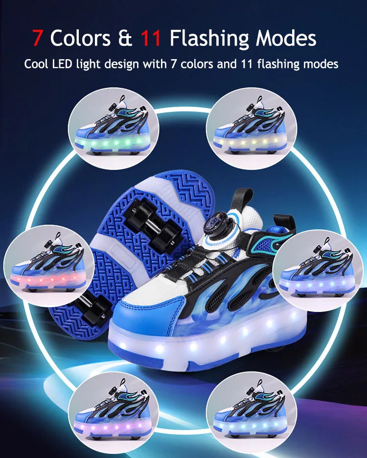 Four Wheels Children's Led Light Roller Skate Shoes For Kids Boys Girls Glowing Sports Luminous Sneakers USB Charging