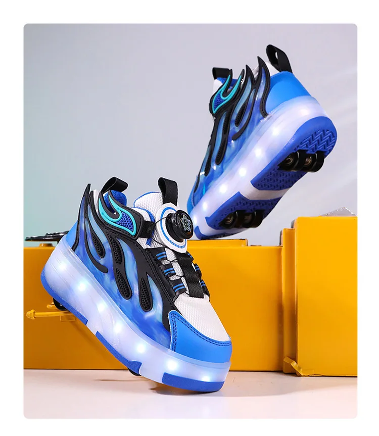Four Wheels Children's Led Light Roller Skate Shoes For Kids Boys Girls Glowing Sports Luminous Sneakers USB Charging