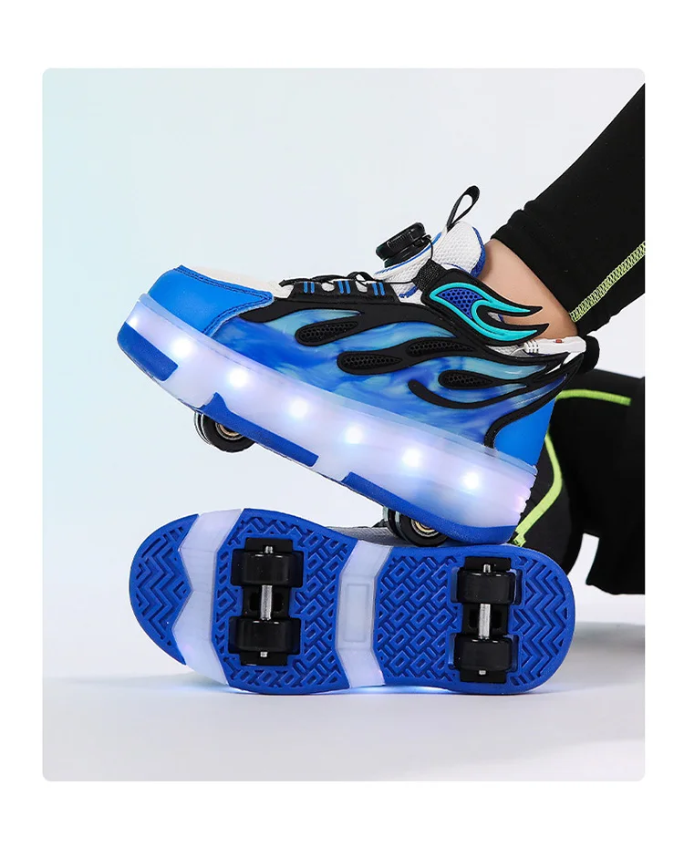 Four Wheels Children's Led Light Roller Skate Shoes For Kids Boys Girls Glowing Sports Luminous Sneakers USB Charging