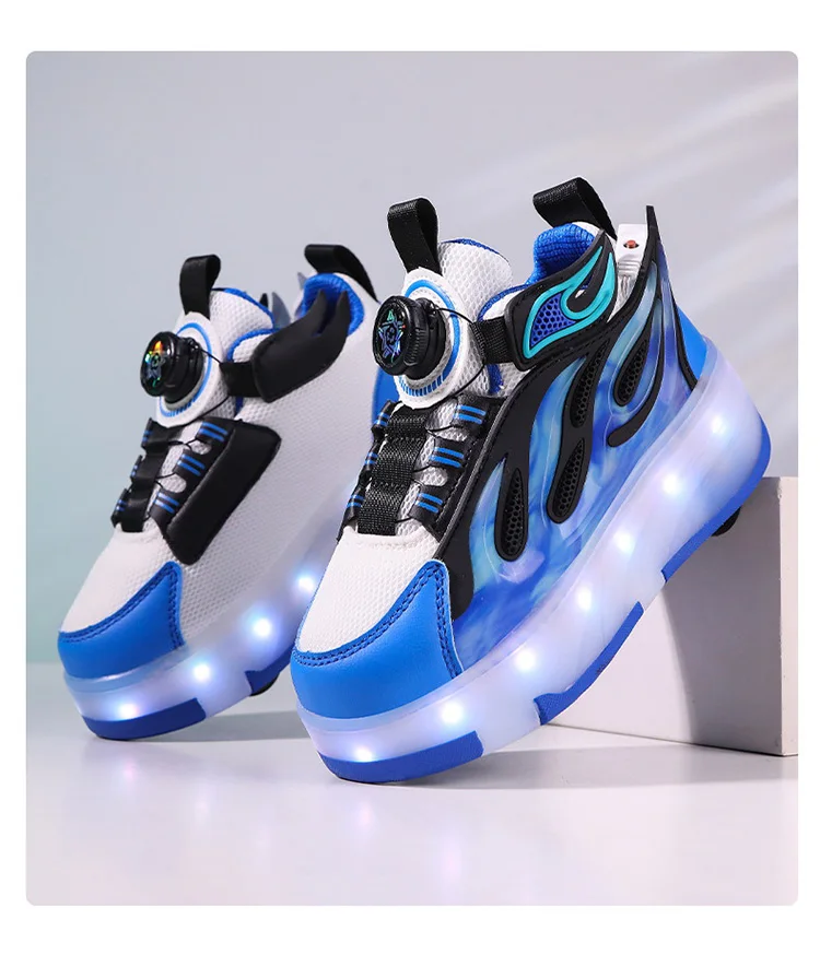 Four Wheels Children's Led Light Roller Skate Shoes For Kids Boys Girls Glowing Sports Luminous Sneakers USB Charging