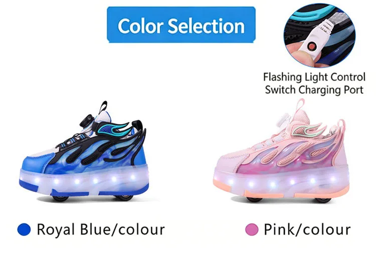 Four Wheels Children's Led Light Roller Skate Shoes For Kids Boys Girls Glowing Sports Luminous Sneakers USB Charging