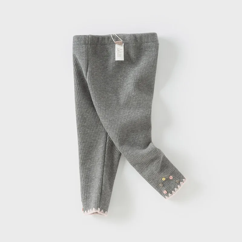 Dave Bella Girls Leggings Autumn Winter Baby Thick Pants Children Cotton Velvet Trousers Casual Elastic Kids Clothing DB4243196