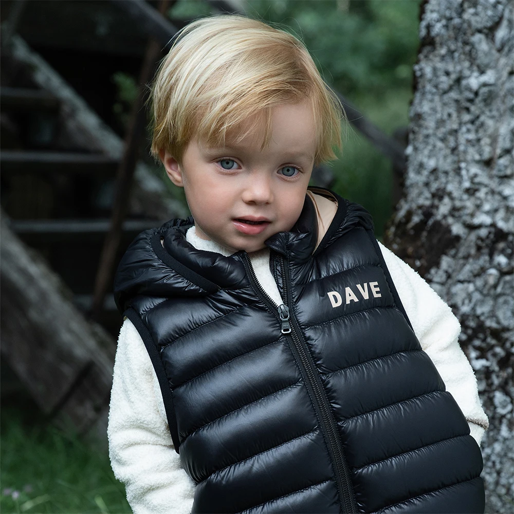 Dave Bella Children Black Down Vest Autumn Winter Boys Casual Waterproof Hooded Warm Top Outerwear Children Clothing DB4254442