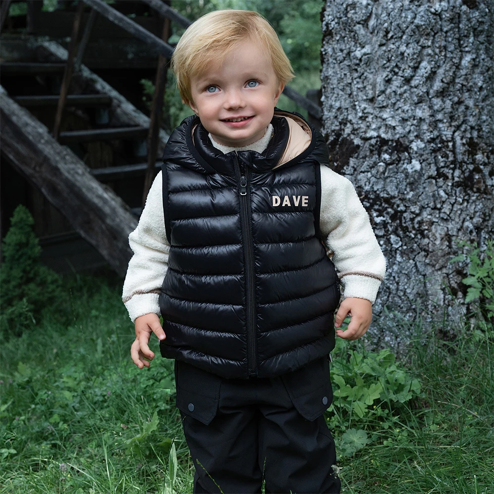 Dave Bella Children Black Down Vest Autumn Winter Boys Casual Waterproof Hooded Warm Top Outerwear Children Clothing DB4254442
