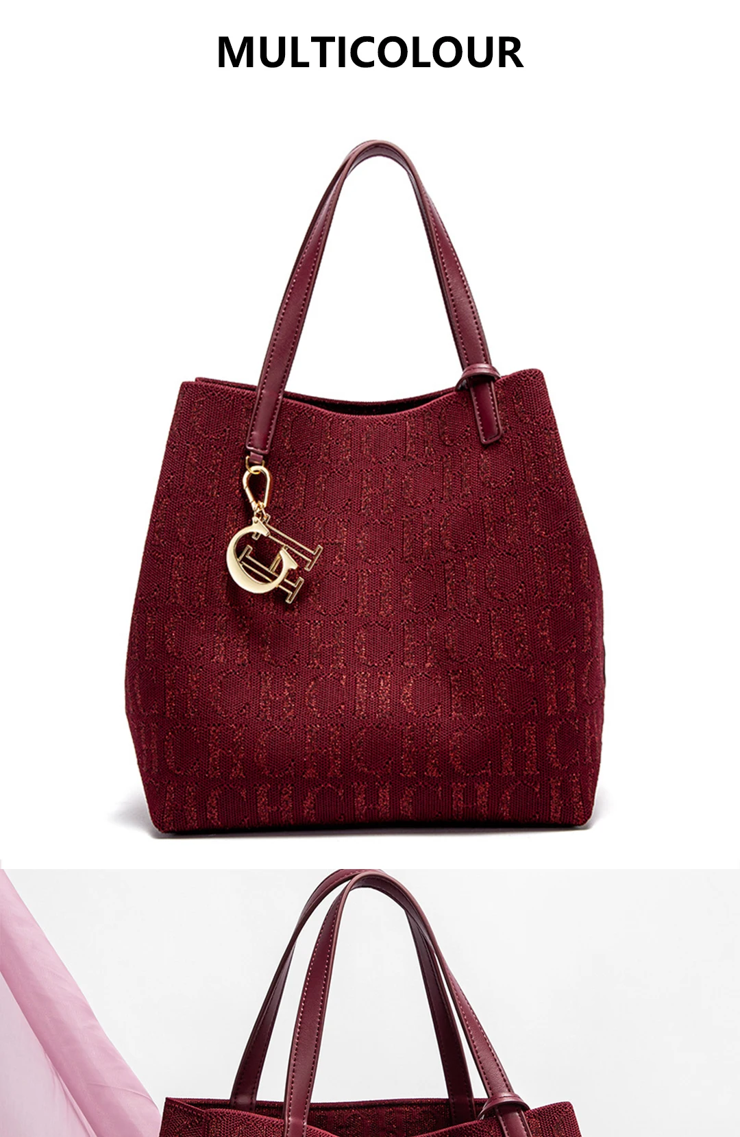 CH Tote Bag For Women Luxury Knit Monogram Handbag Fashion Shoulder Bag Elegant Large Capacity Tote Bag For Daily Commute
