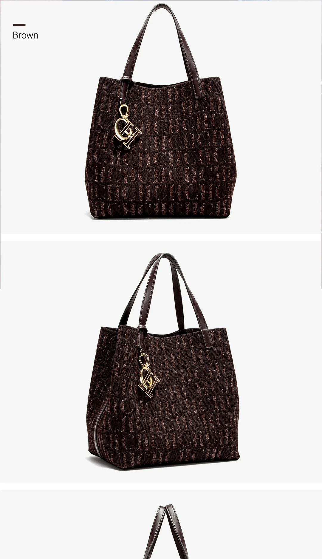 CH Tote Bag For Women Luxury Knit Monogram Handbag Fashion Shoulder Bag Elegant Large Capacity Tote Bag For Daily Commute