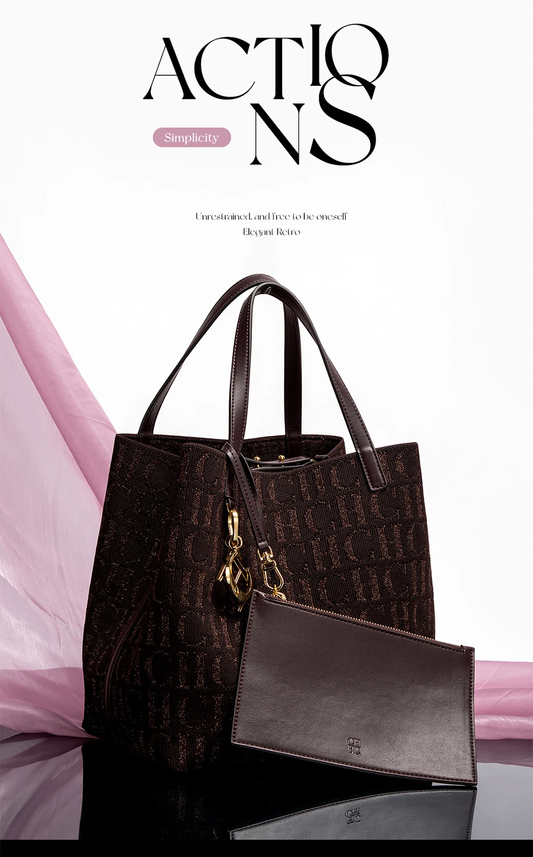 CH Tote Bag For Women Luxury Knit Monogram Handbag Fashion Shoulder Bag Elegant Large Capacity Tote Bag For Daily Commute