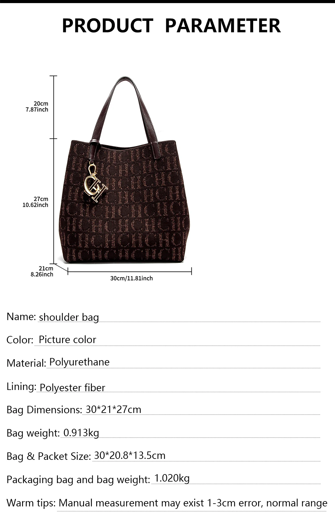CH Tote Bag For Women Luxury Knit Monogram Handbag Fashion Shoulder Bag Elegant Large Capacity Tote Bag For Daily Commute