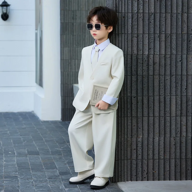 Boys' Spring Summer Casual Suit Set Flower Boy Birthday Formal Wear Hosting and Recitation Performance Costume