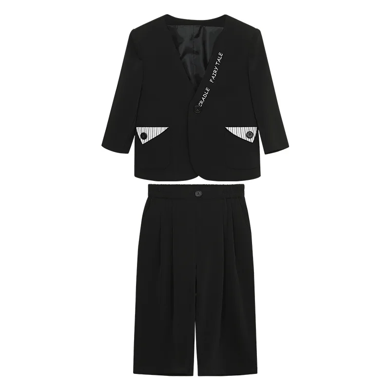 Boys' Spring Summer Casual Suit Set Flower Boy Birthday Formal Wear Hosting and Recitation Performance Costume