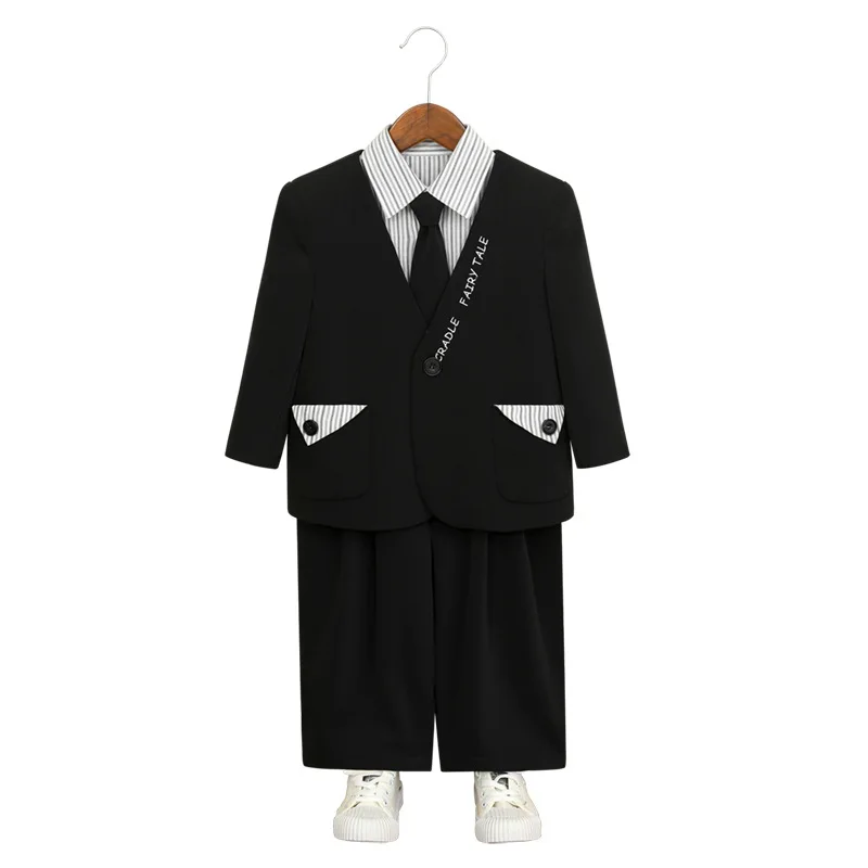 Boys' Spring Summer Casual Suit Set Flower Boy Birthday Formal Wear Hosting and Recitation Performance Costume