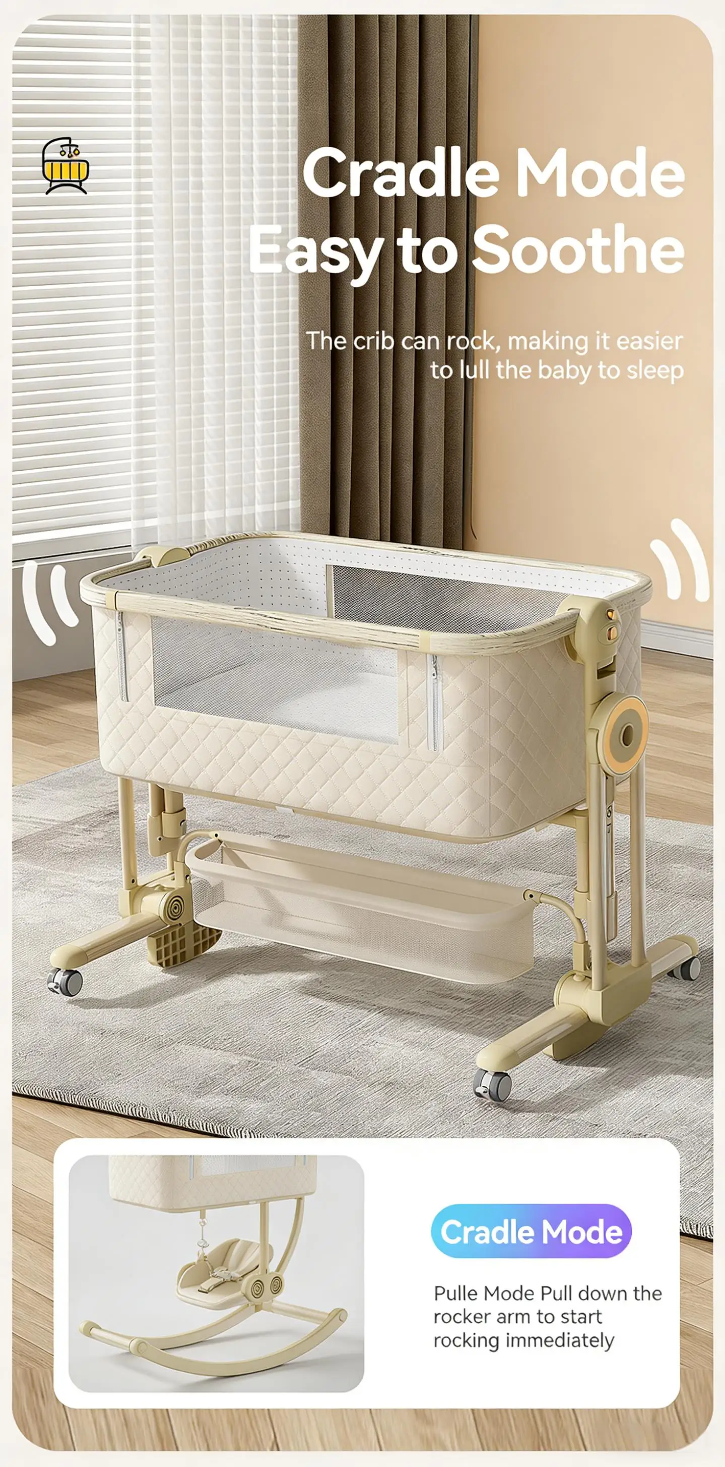 Baby Bassinet ,Soobaby 3 in 1 Baby Crib,Bassinet Bedside Crib Adjustable Portable Bed for Infant,Baby Newborn Must Have Bed