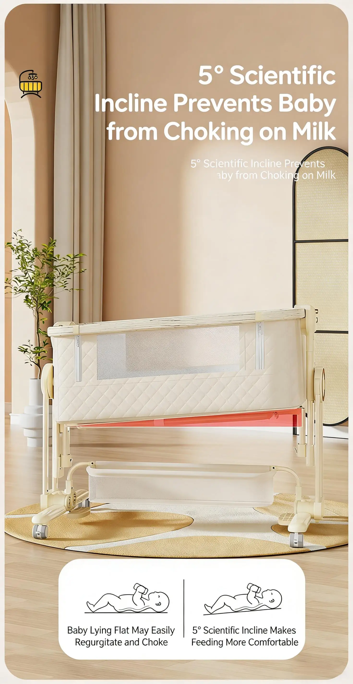 Baby Bassinet ,Soobaby 3 in 1 Baby Crib,Bassinet Bedside Crib Adjustable Portable Bed for Infant,Baby Newborn Must Have Bed