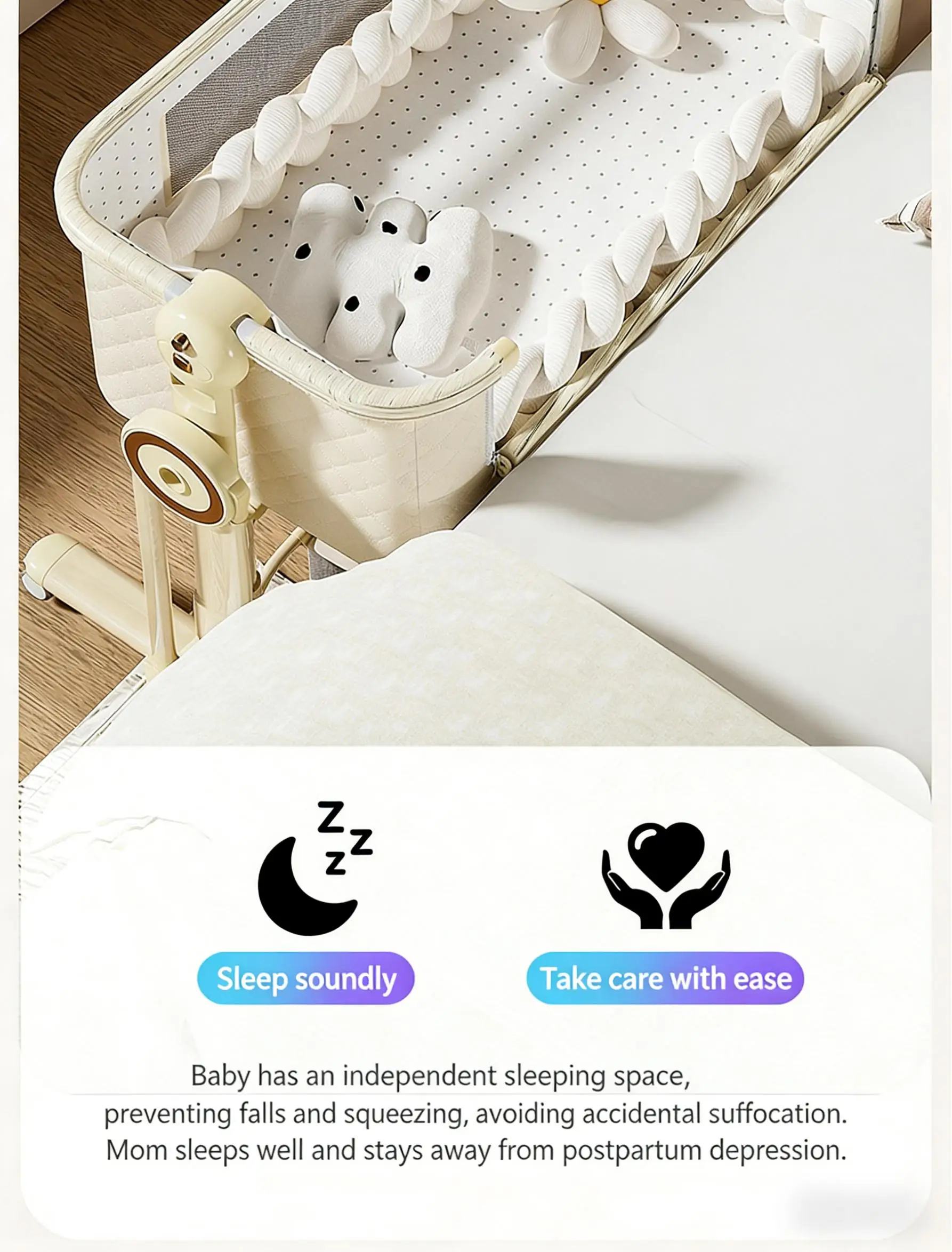 Baby Bassinet ,Soobaby 3 in 1 Baby Crib,Bassinet Bedside Crib Adjustable Portable Bed for Infant,Baby Newborn Must Have Bed