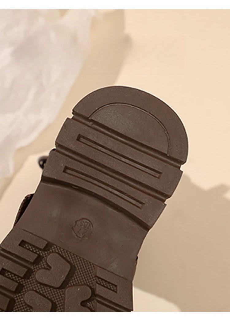 Little Girls Platform Leather Boots with Buckle Straps 2025 New Winter Kid Fleece Mid-calf Boots Non-slip Chic Christmas Party