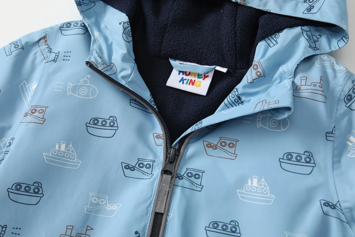 HONEYKING Children's Clothing Sets Raincoat Suit Baby Waterproof Overalls Pants Boys Jumpsuit For Kids Jacket And Trousers Set