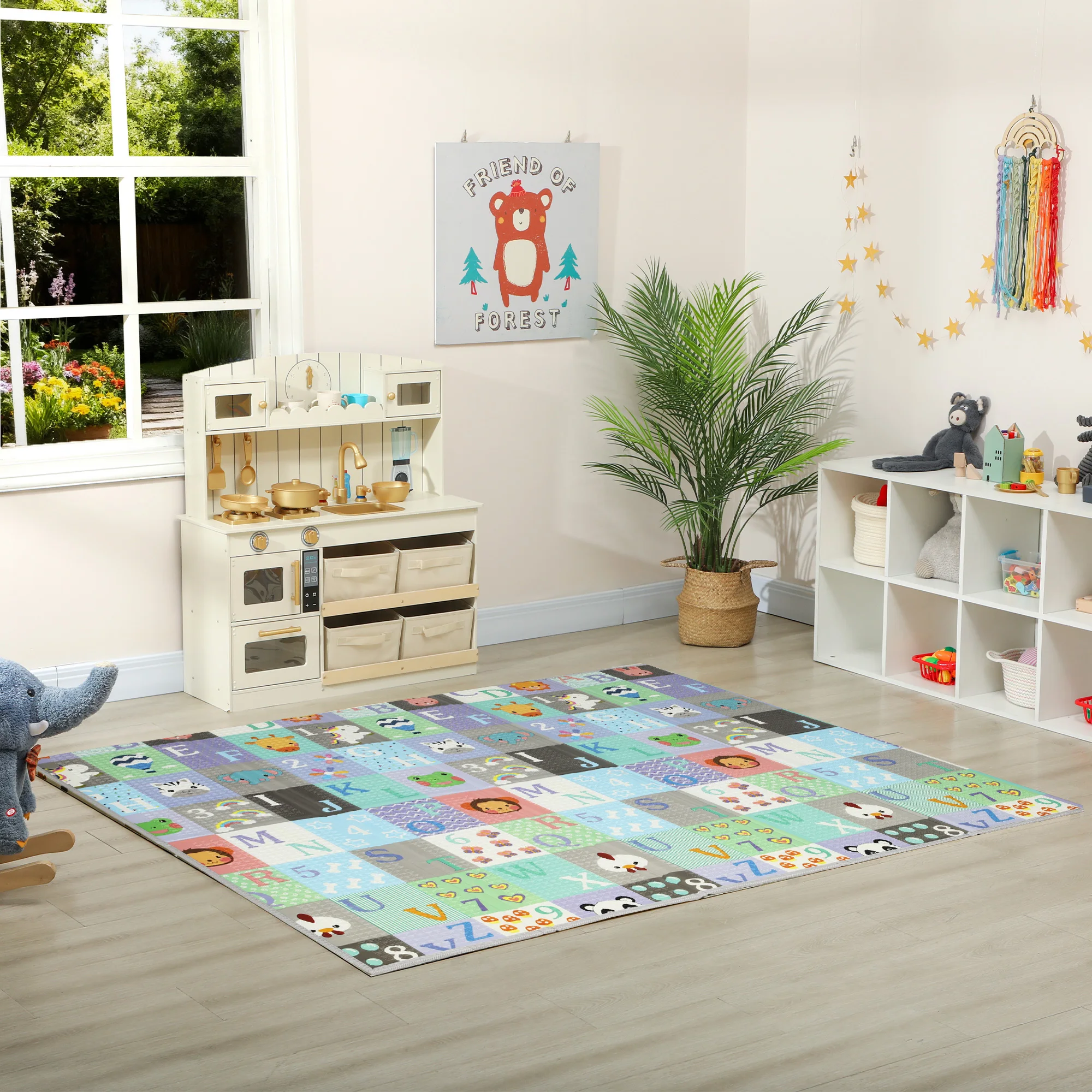 Aiyaplay Reversible Foldable Padded Baby Play Mat 150X180 Cm, Xpe Baby Activity Mat, Double Sided Waterproof, with Carrying Bag, Multicolor