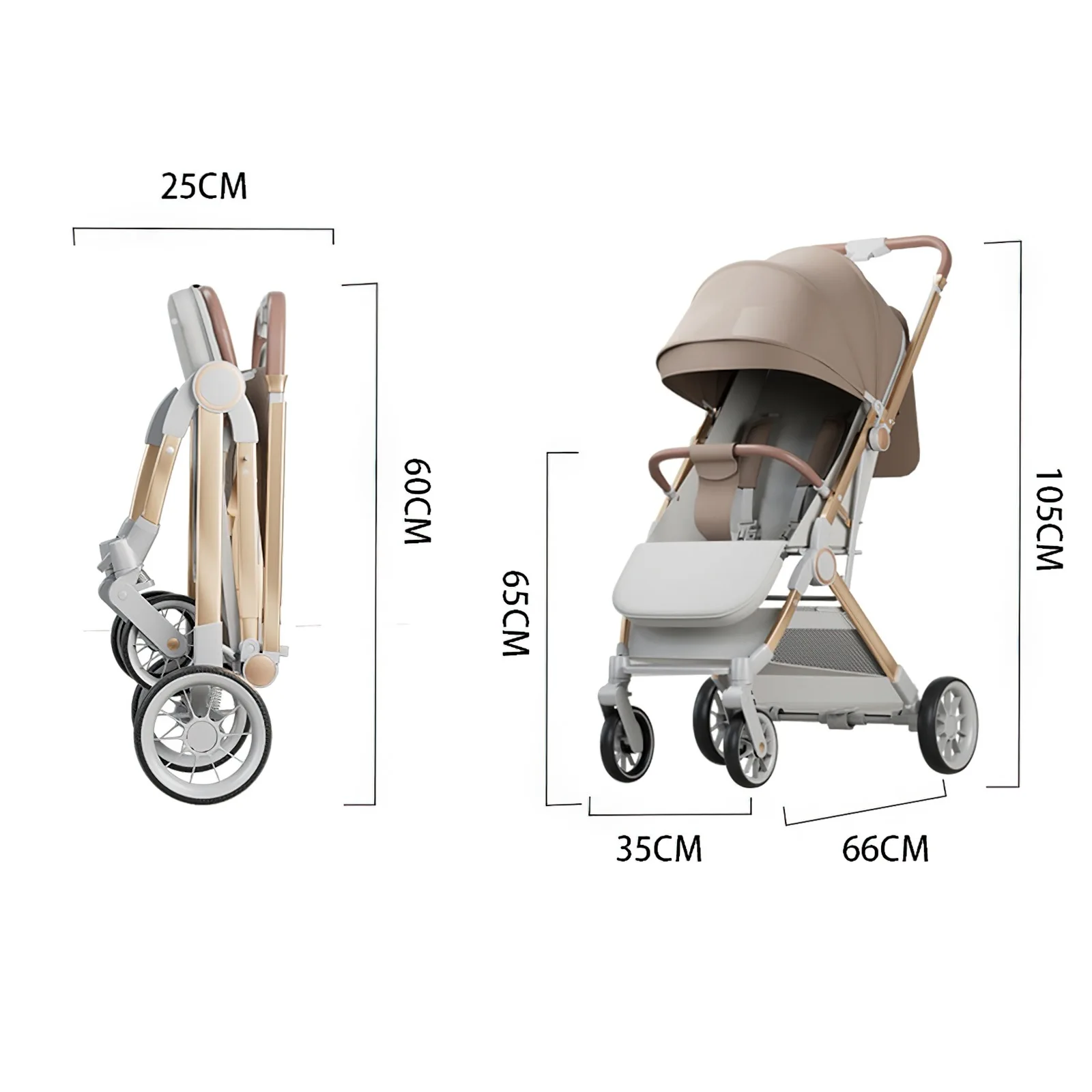Luxury Baby Stroller Portable Travel Baby Carriage Folding Prams High Landscape Aluminum Frame Car Quick Fold for Newborn Baby