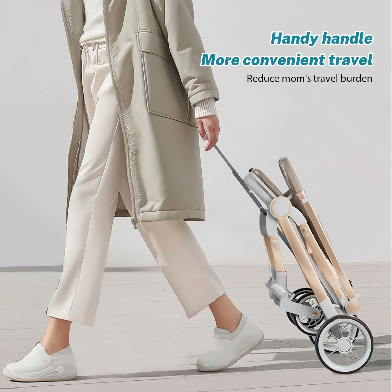 Luxury Baby Stroller Portable Travel Baby Carriage Folding Prams High Landscape Aluminum Frame Car Quick Fold for Newborn Baby