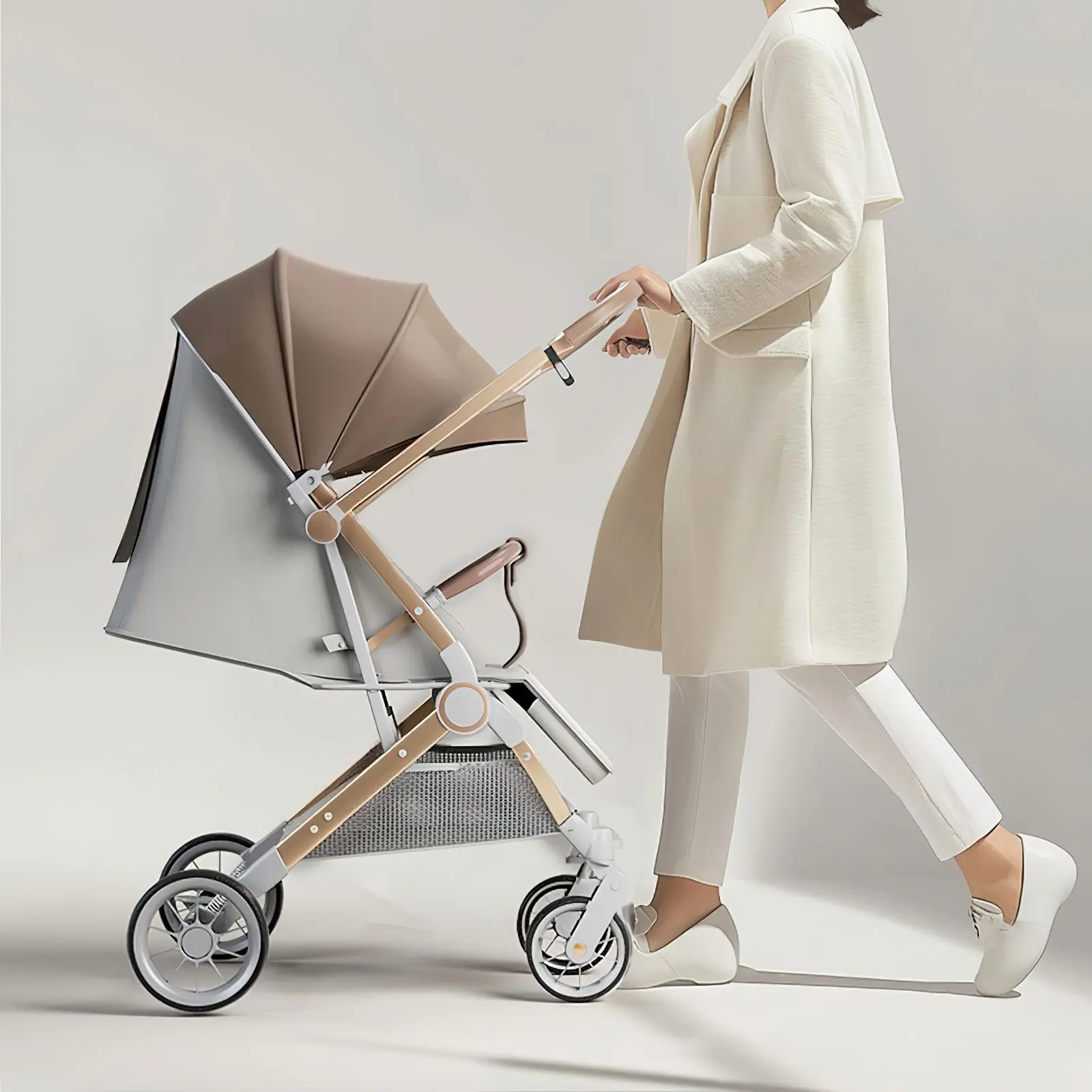 Luxury Baby Stroller Portable Travel Baby Carriage Folding Prams High Landscape Aluminum Frame Car Quick Fold for Newborn Baby