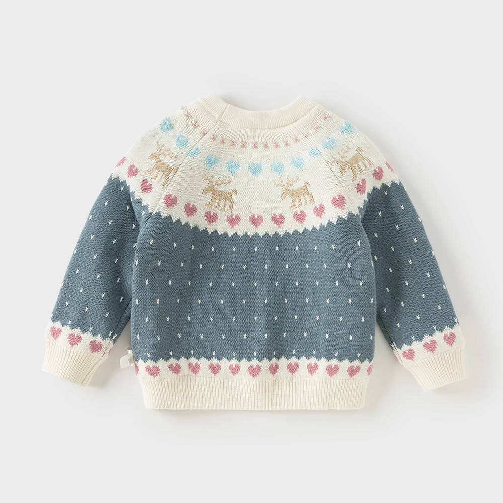 Dave Bella Children Knitted Sweater Autumn Winter Girls Warmth Casual Pullover Baby Cotton Tops Outerwear Kids Clothes DB4254729