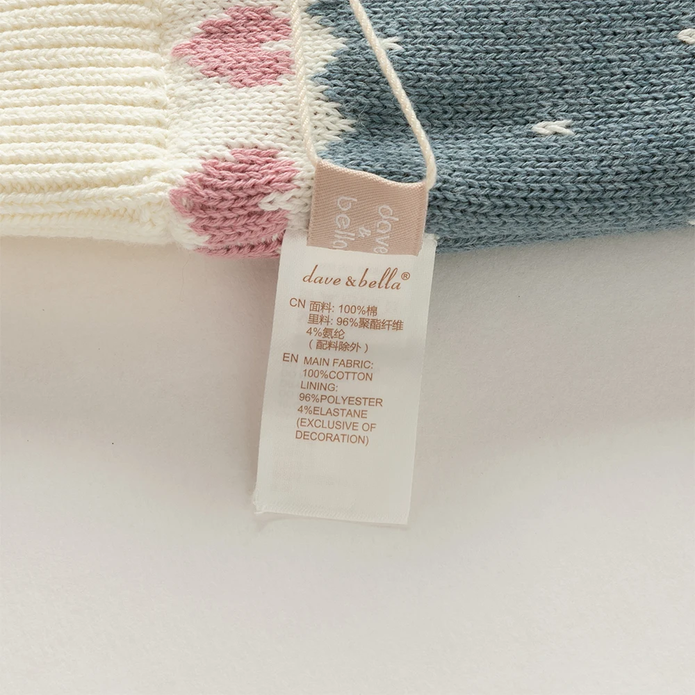 Dave Bella Children Knitted Sweater Autumn Winter Girls Warmth Casual Pullover Baby Cotton Tops Outerwear Kids Clothes DB4254729
