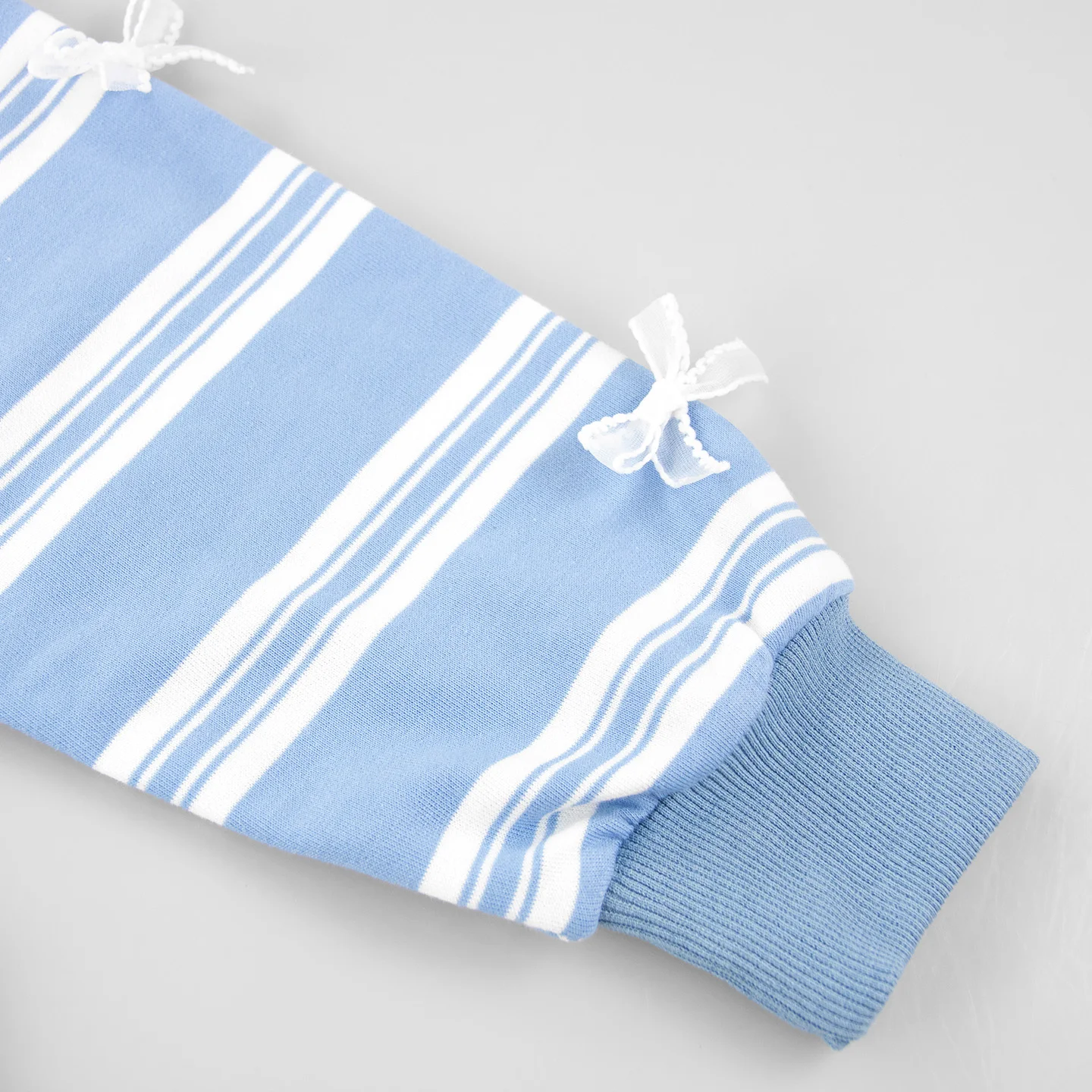 CH Girls Horizontal Stripe Colorful Letter Embroidery Long Sleeve Sweatshirt Sleeve Bow Decor Sheer Hem Layered Kids Top