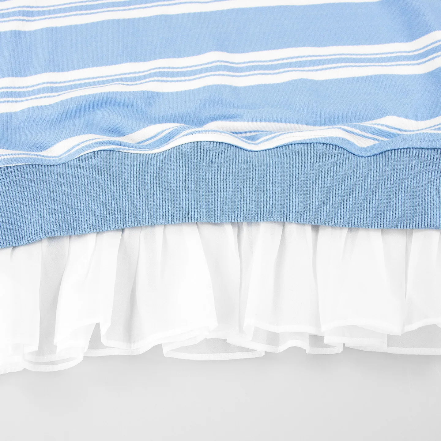 CH Girls Horizontal Stripe Colorful Letter Embroidery Long Sleeve Sweatshirt Sleeve Bow Decor Sheer Hem Layered Kids Top