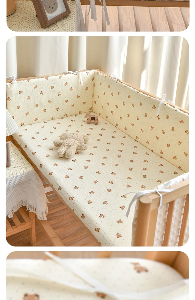 Thicken Baby Bed Bumper Guard Anti-Collision Crib Protector Soft Wrap Newborn Nursery Bedding Custom Size Available