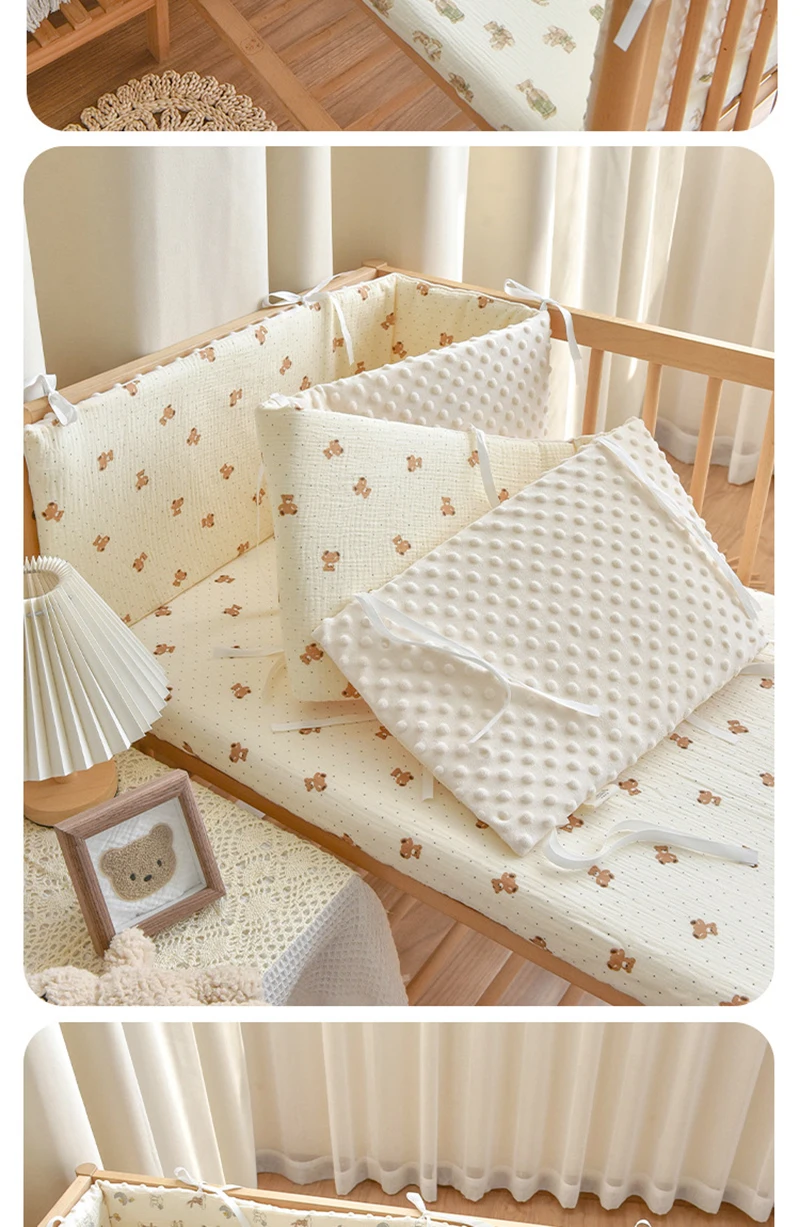 Thicken Baby Bed Bumper Guard Anti-Collision Crib Protector Soft Wrap Newborn Nursery Bedding Custom Size Available