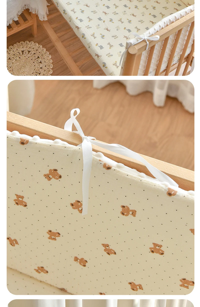 Thicken Baby Bed Bumper Guard Anti-Collision Crib Protector Soft Wrap Newborn Nursery Bedding Custom Size Available