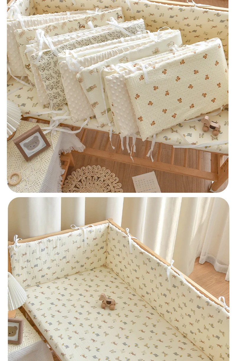 Thicken Baby Bed Bumper Guard Anti-Collision Crib Protector Soft Wrap Newborn Nursery Bedding Custom Size Available